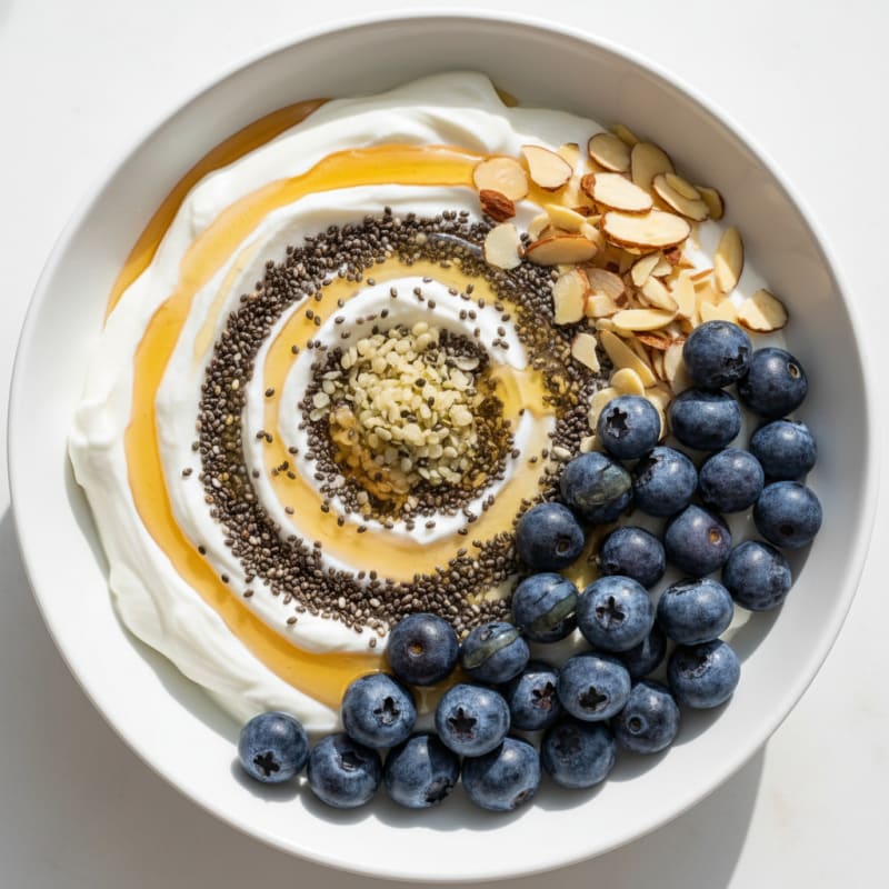 Silky Greek Yogurt Bowl with Chia, Berries, and Hemp Seeds