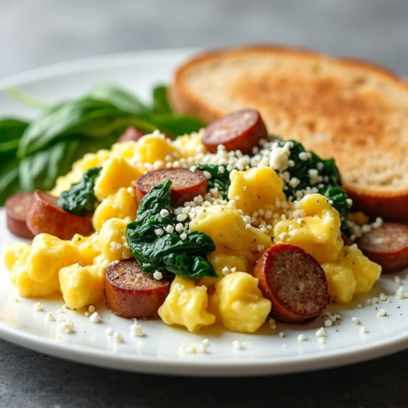 Egg White Scramble with Spinach and Turkey Sausage