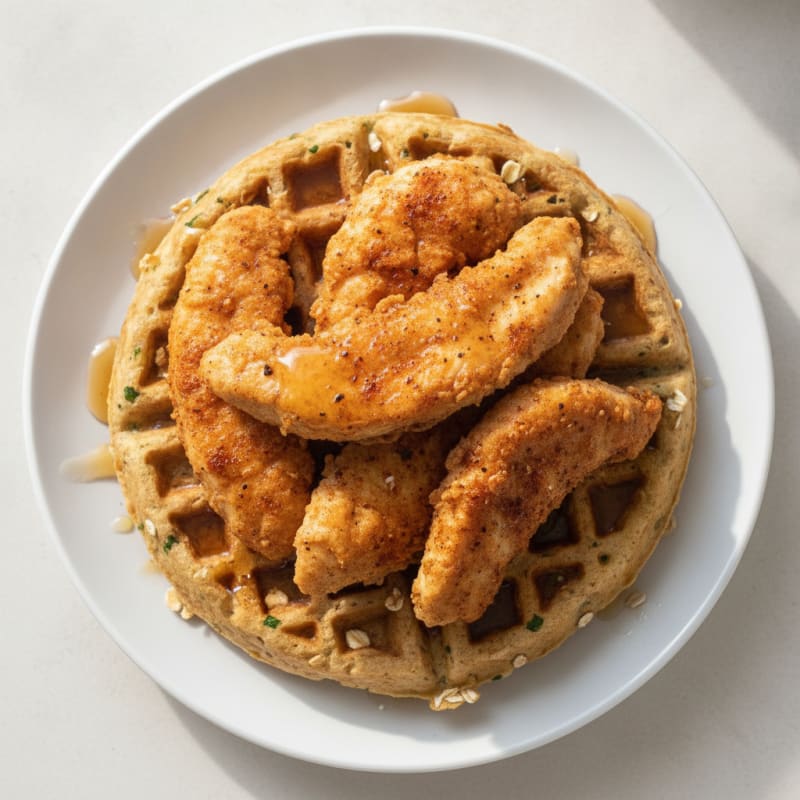 Clean-Eating Chicken and Waffles with Maple Glaze