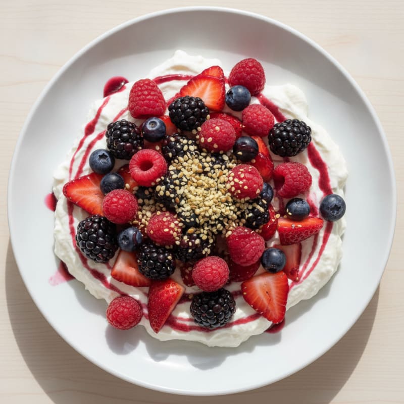 Silky Greek Yogurt Protein Mousse with Mixed Berries