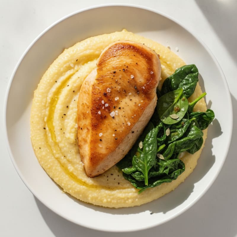 Pan-Seared Chicken with Creamy Polenta