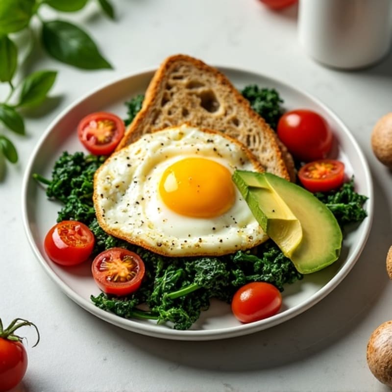 Scrambled Egg Whites with Sautéed Spinach and Cherry Tomatoes