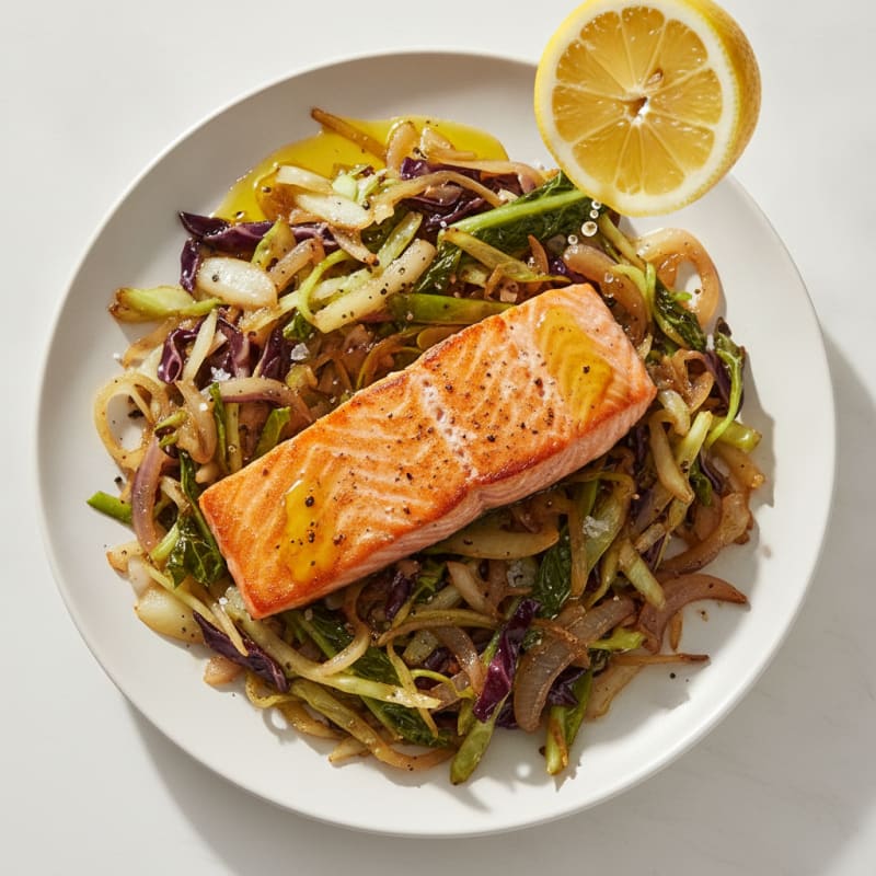 Pan-Seared Salmon with Roasted Cabbage