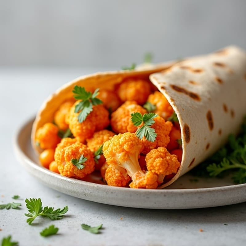 Crispy Buffalo Cauliflower Wrap with Herb Ranch