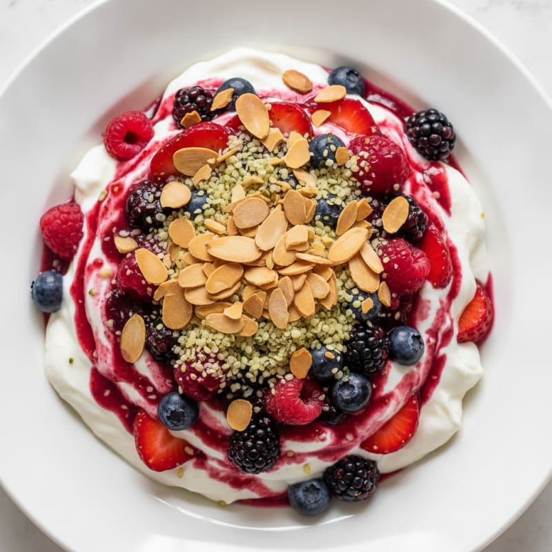 Greek Yogurt Protein Parfait with Berries and Almonds