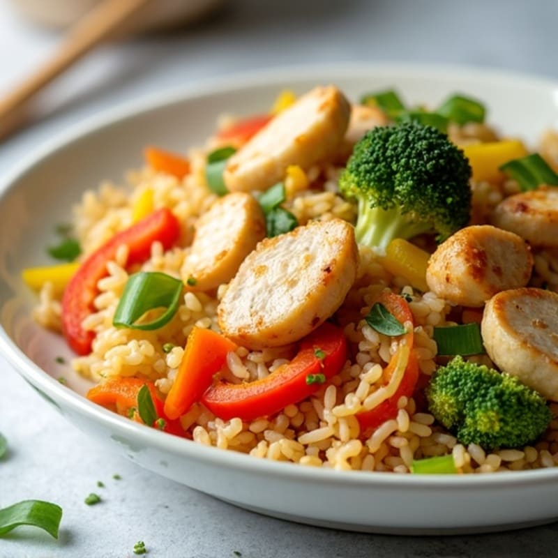 Healthy Chicken Fried Rice with Crispy Vegetables