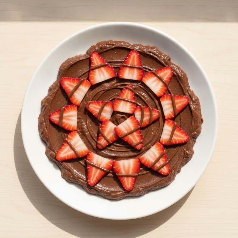 Silky Chocolate Protein Pudding with Sliced Strawberries