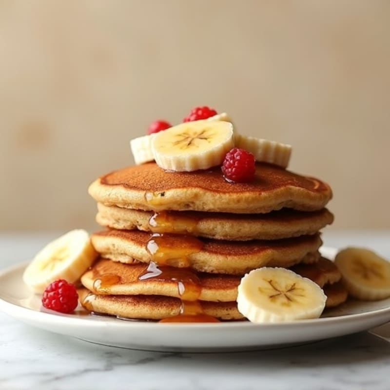 Protein-Packed Fluffy Whole Grain Banana Pancakes with Warm Cinnamon Bananas