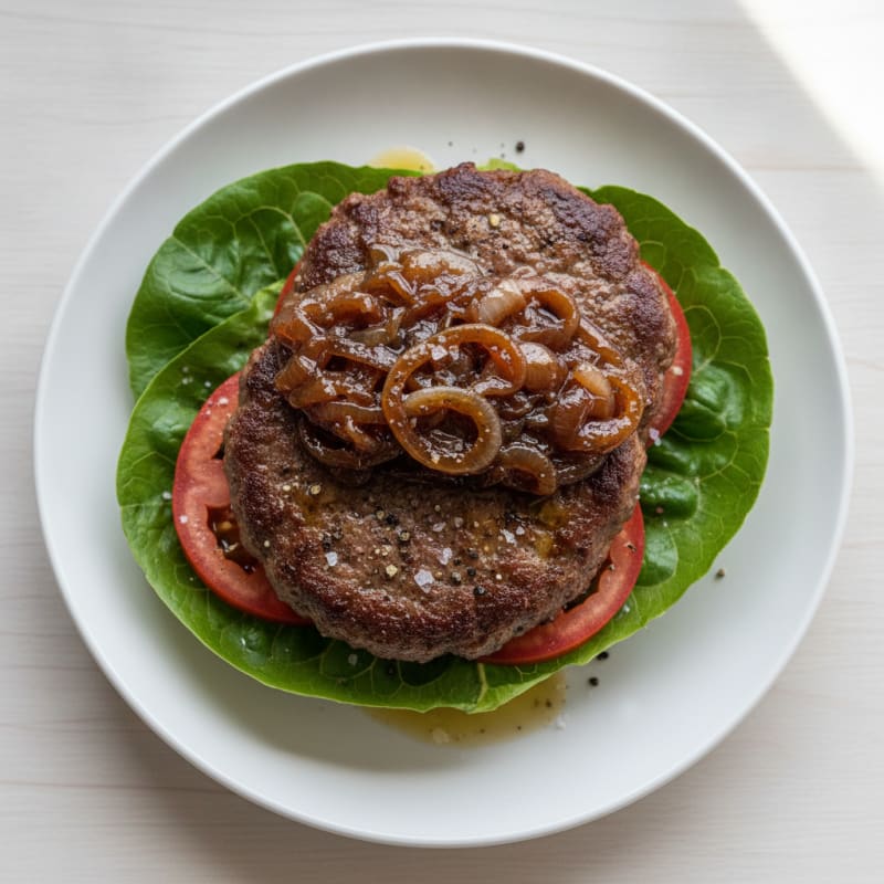 Classic Beef Burger with Caramelized Onions