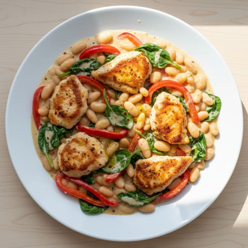 Creamy Garlic White Bean & Bell Pepper Skillet