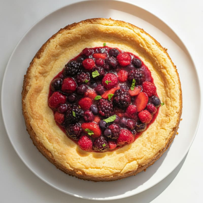 Greek Yogurt Protein Cheesecake with Mixed Berries