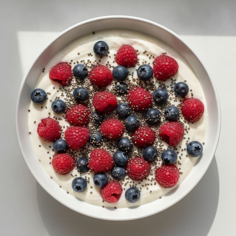 Greek Yogurt Bowl with Whey Protein and Mixed Berries
