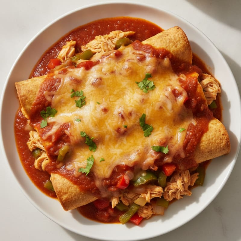 Chicken Enchiladas with Red Chili Sauce
