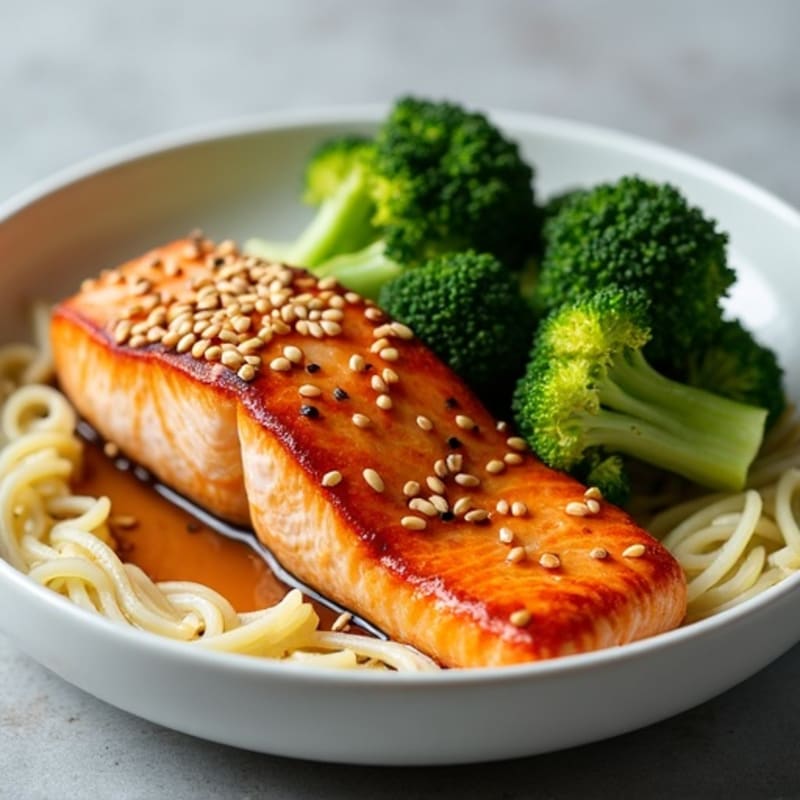 Ginger-Sesame Glazed Salmon with Roasted Broccoli