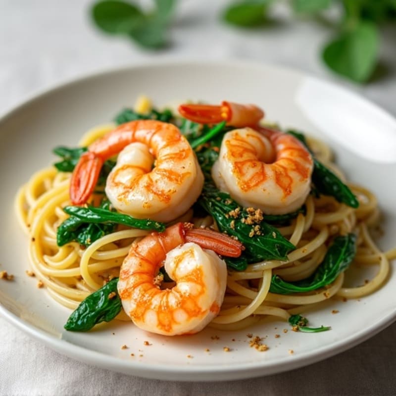Garlic Shrimp and Spinach Pasta