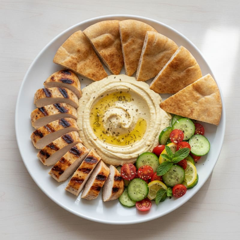 Chickpea Hummus Platter with Toasted Pita