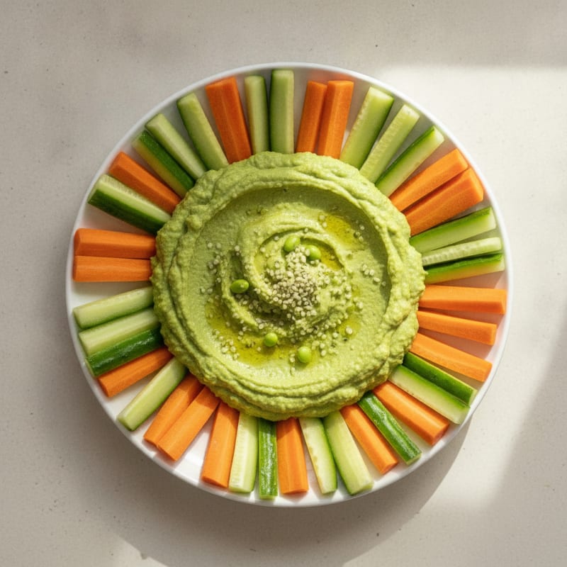 Edamame Hummus with Vegetable Sticks