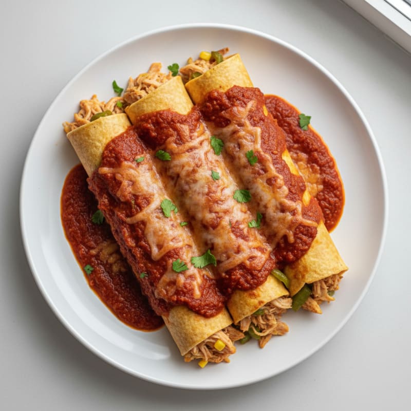 Chicken Enchiladas with Red Chili Sauce