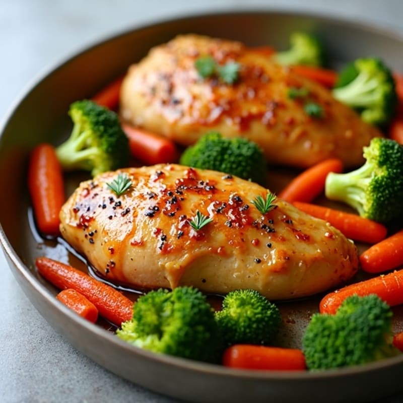 Sheet Pan Maple Glazed Chicken with Roasted Carrots and Tender Broccoli