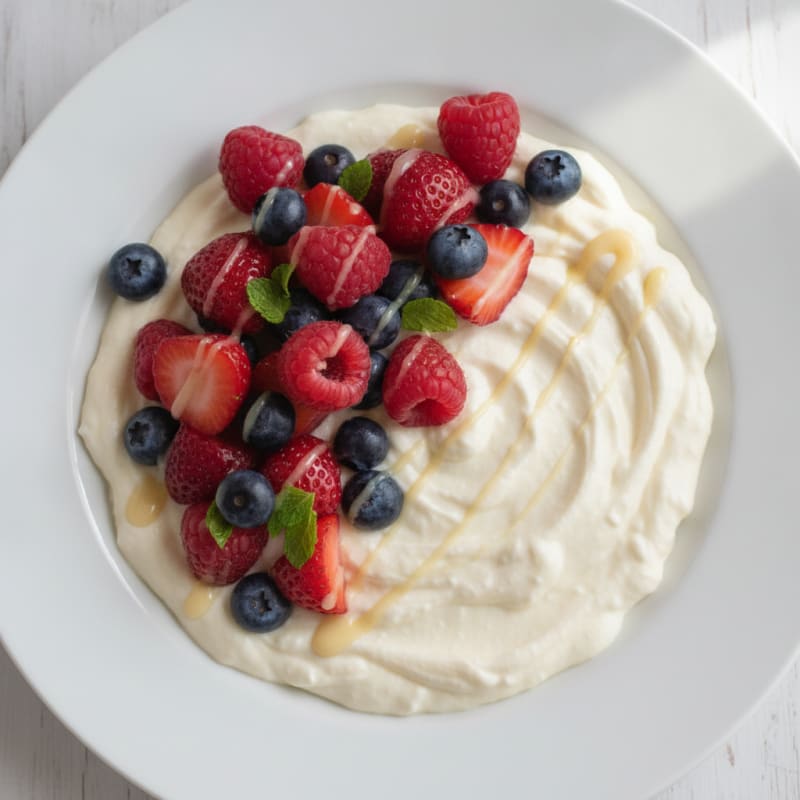 Silky Greek Yogurt Protein Mousse with Mixed Berries