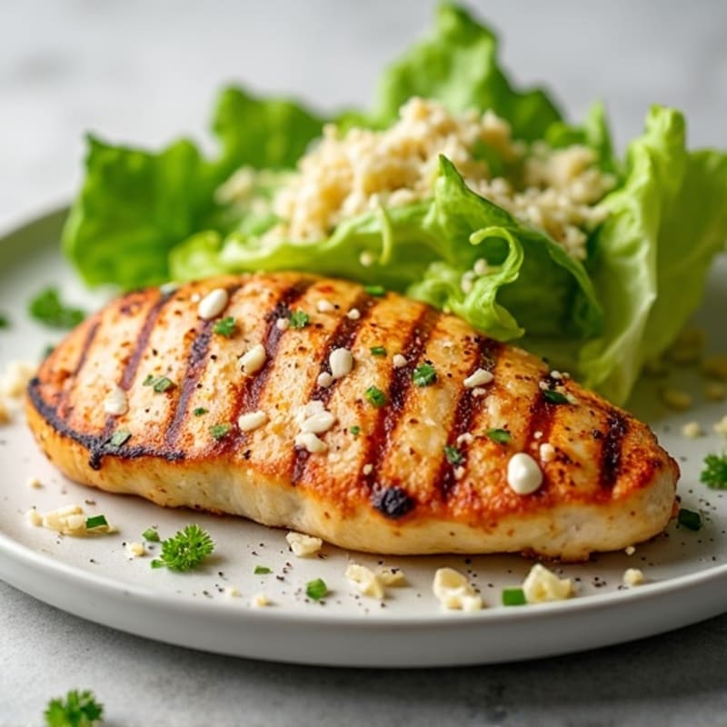 Grilled Chicken with Crispy Romaine and Creamy Caesar Dressing