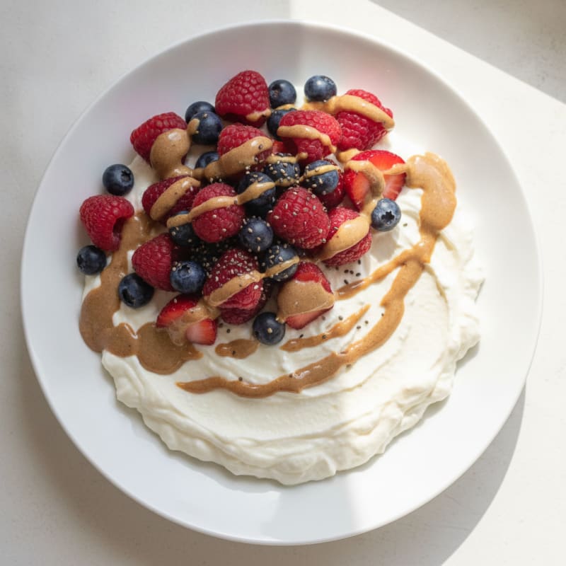 Silky Greek Yogurt Protein Pudding with Mixed Berries