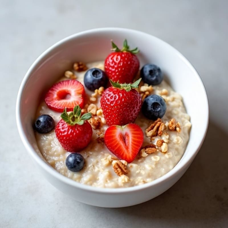 Creamy Protein Oats with Fresh Berries and Toasted Nuts