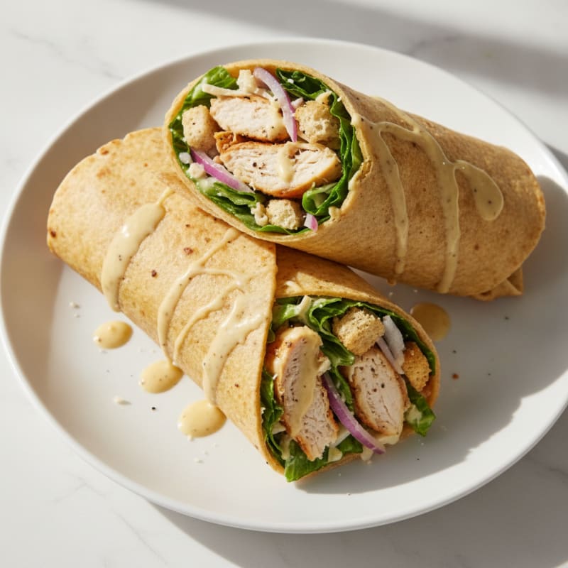 Air-Fried Shredded Chicken Caesar Wraps