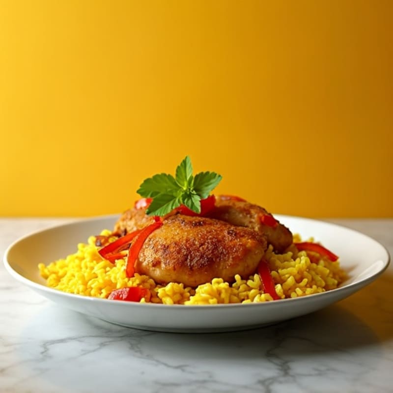 Saffron Chicken and Yellow Rice Skillet
