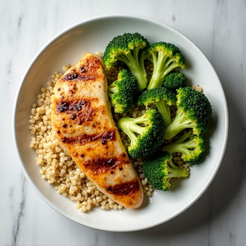Grilled Chicken Breast with Roasted Broccoli and Quinoa