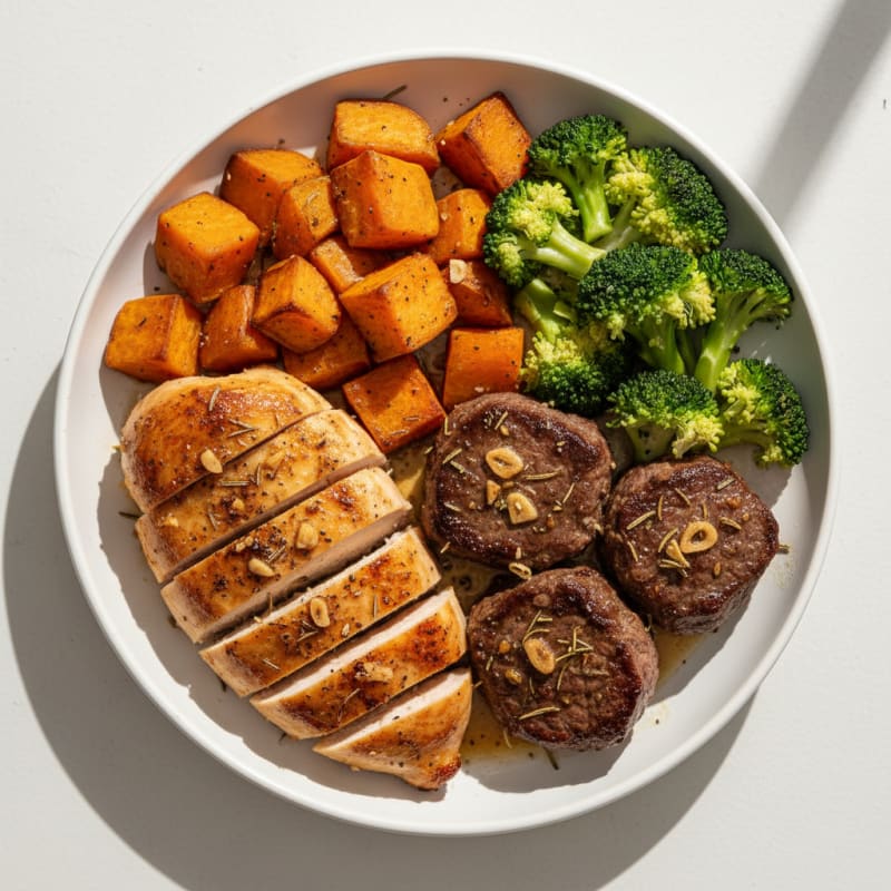 Tender Herb-Roasted Chicken and Beef