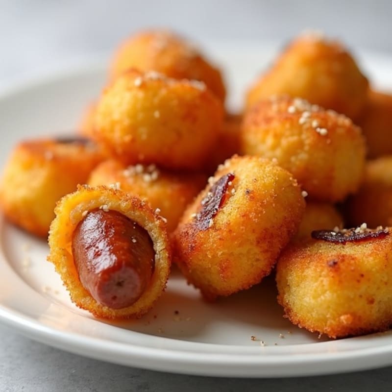 Crispy Baked Chicken Sausage Corn Dog Bites