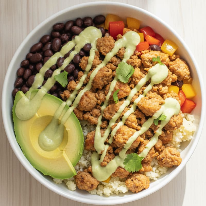 Ground Turkey Taco Bowl with Lime Crema