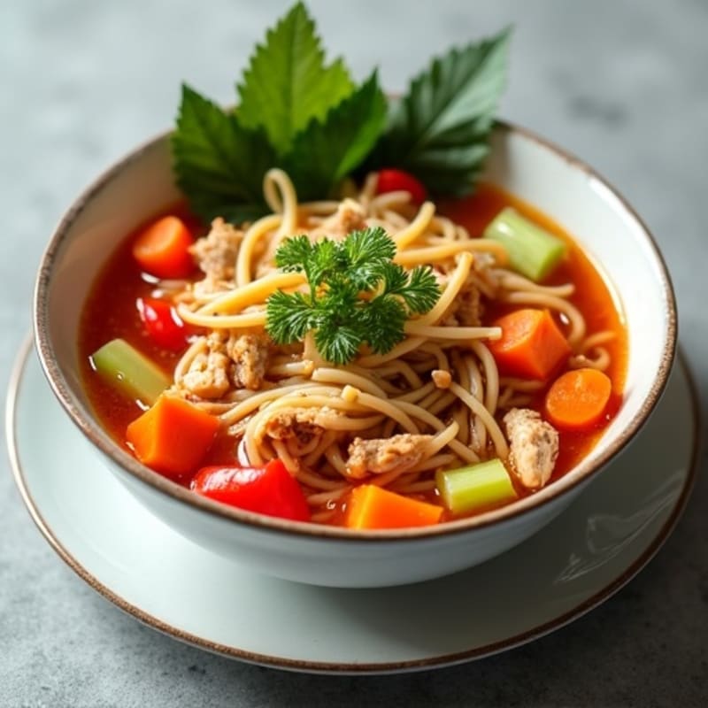 Spicy Sriracha Chicken and Vegetable Noodle Soup