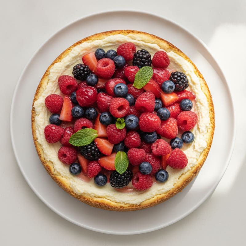 Greek Yogurt Protein Cheesecake with Fresh Berries