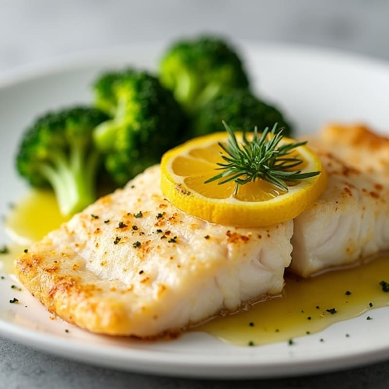 Baked Cod with Steamed Broccoli and Lemon