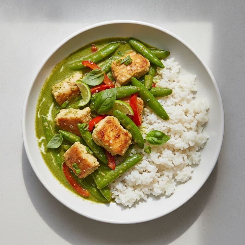 Green Curry Chicken with Coconut Rice