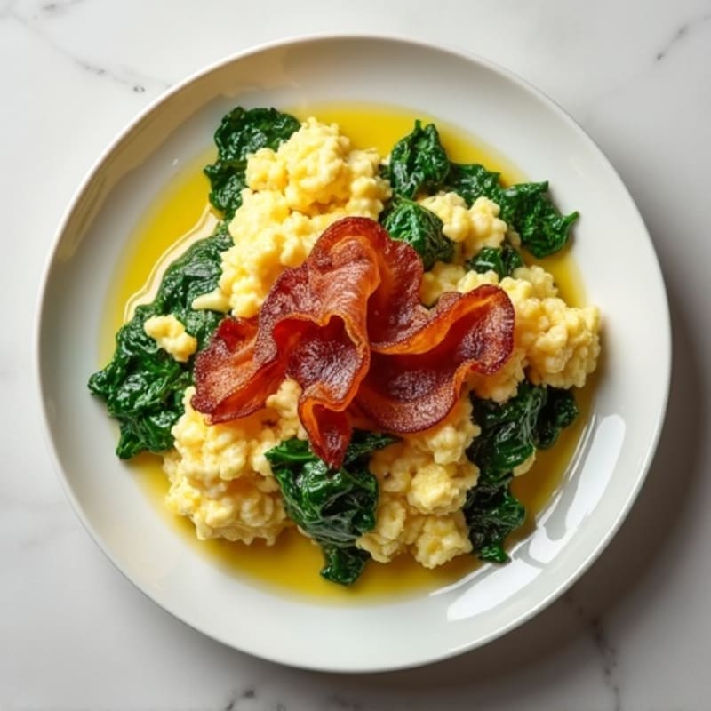 Egg White Scramble with Spinach and Turkey Bacon