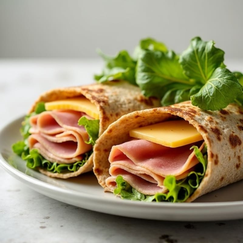 Crispy Turkey Ham Swiss Wrap with Fresh Greens