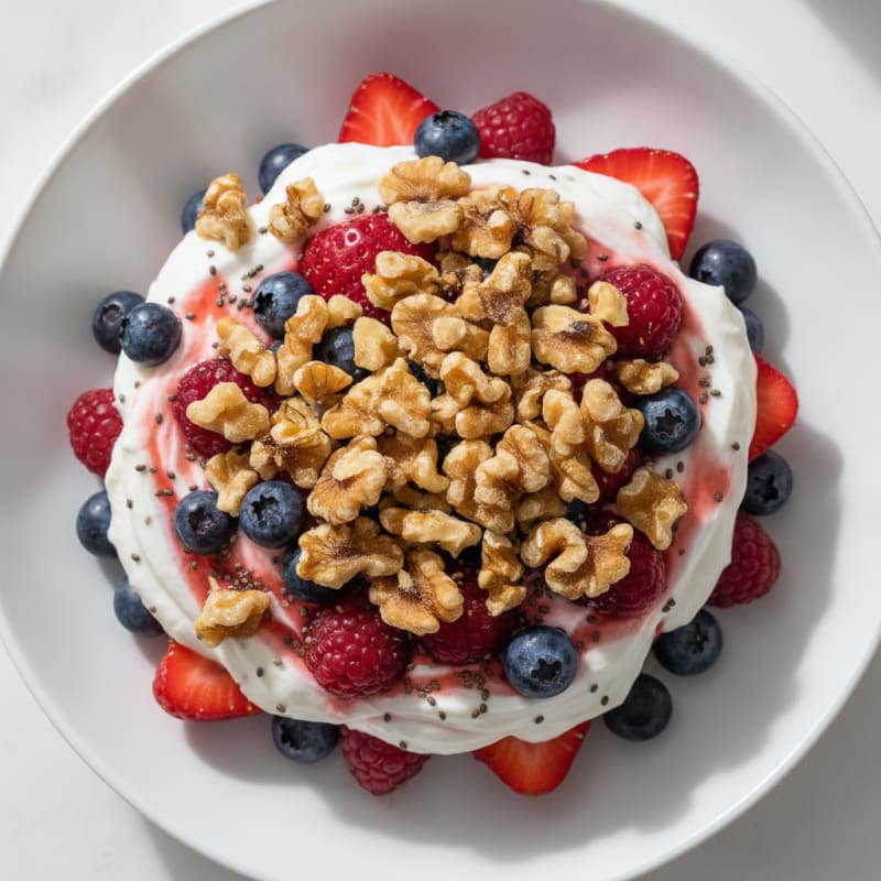 Greek Yogurt Protein Parfait with Mixed Berries
