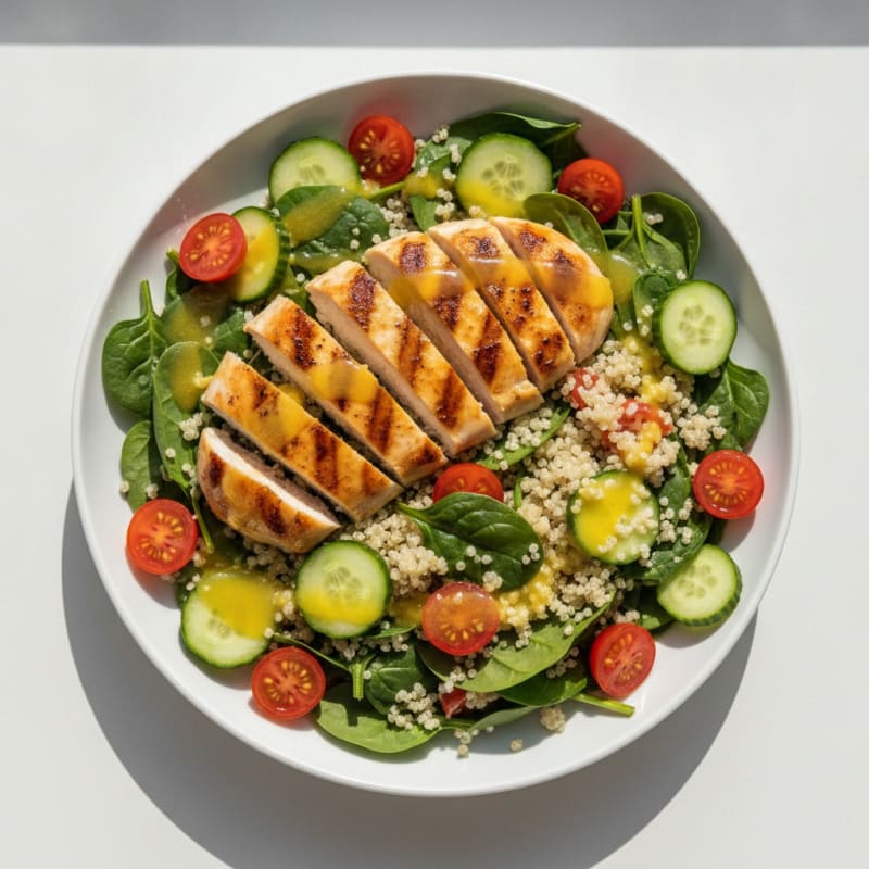Grilled Chicken and Quinoa Spinach Bowl