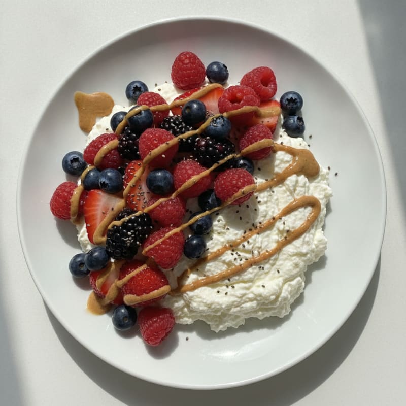Silky Greek Yogurt Protein Mousse with Mixed Berries
