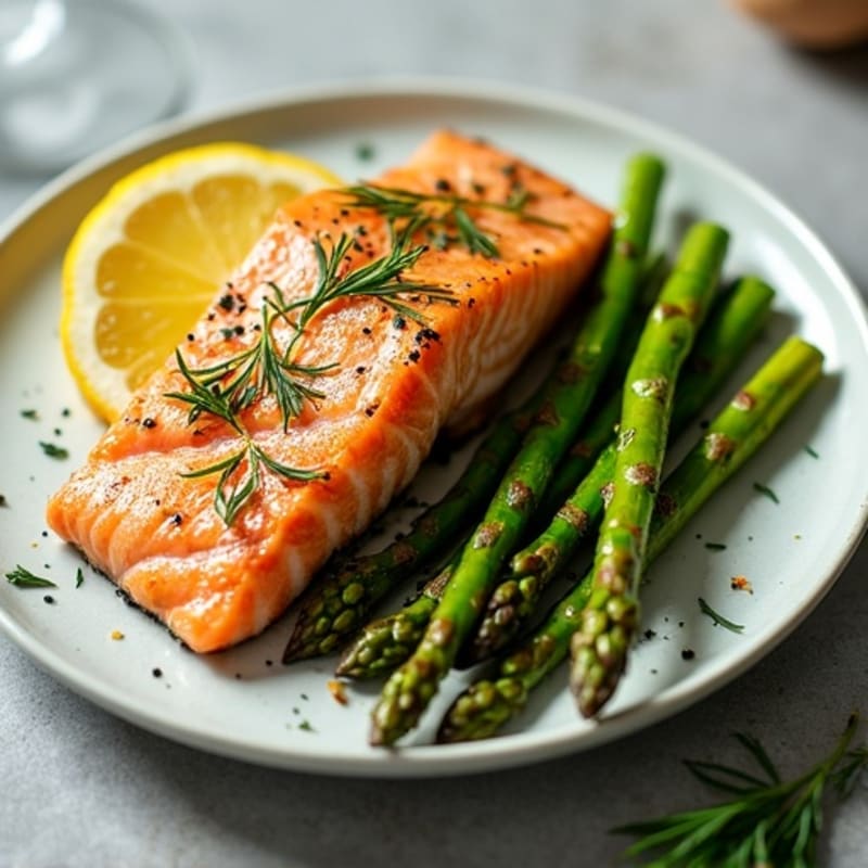 Lemon-Herb Roasted Salmon with Roasted Asparagus