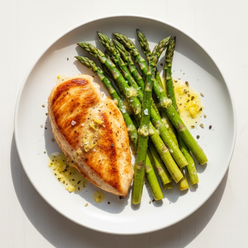 Pan-Seared Chicken with Roasted Asparagus