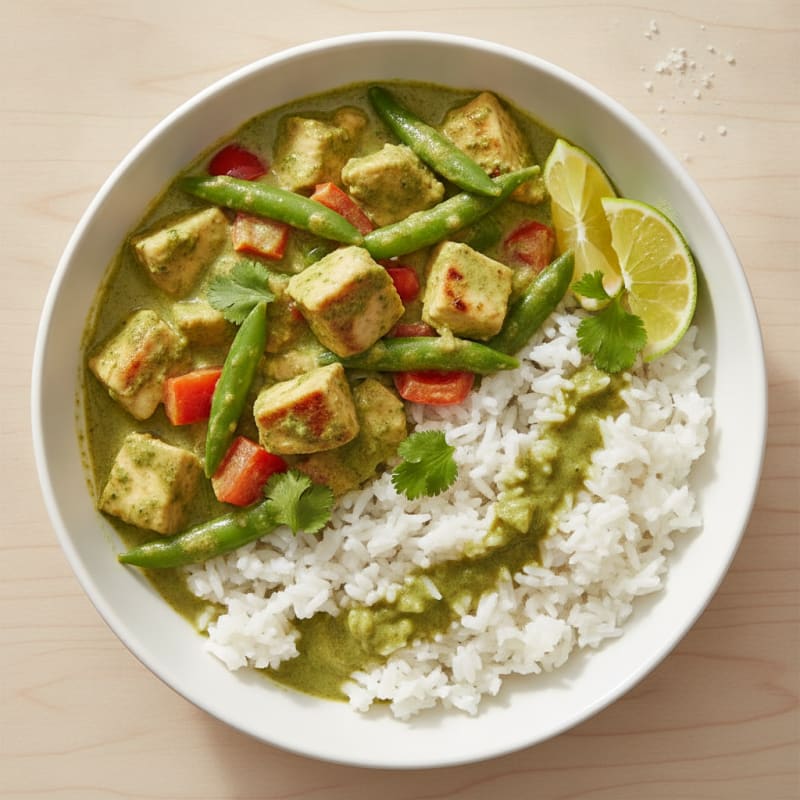 Green Curry Chicken with Coconut Rice