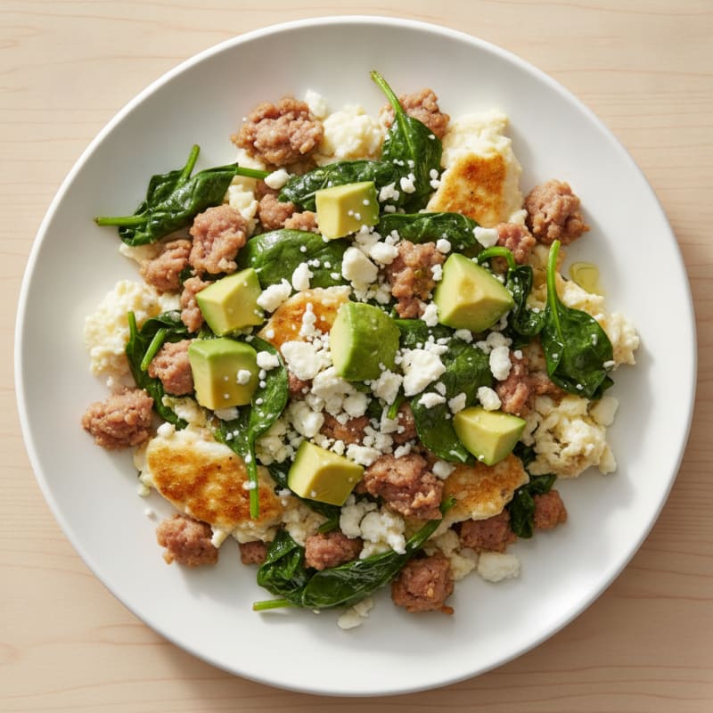 Egg White and Turkey Sausage Scramble with Spinach