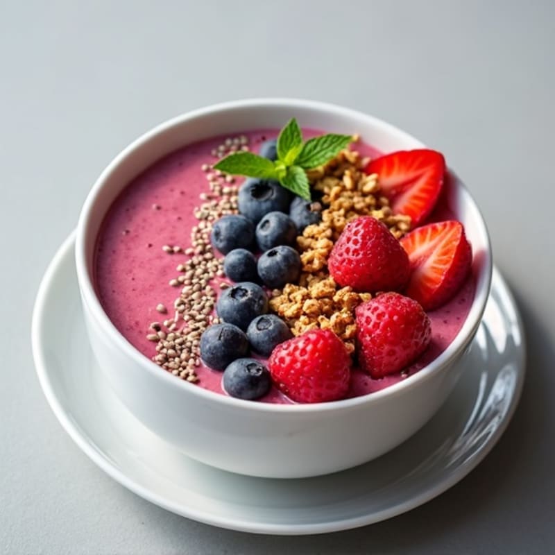 Creamy Greek Yogurt Smoothie Bowl with Mixed Berries and Hemp Seeds