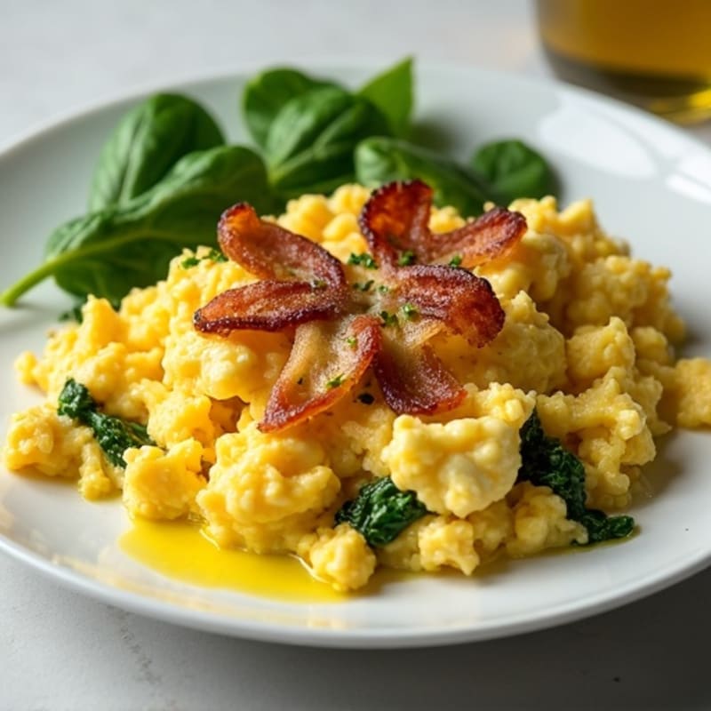 Fluffy Scrambled Eggs with Fresh Spinach