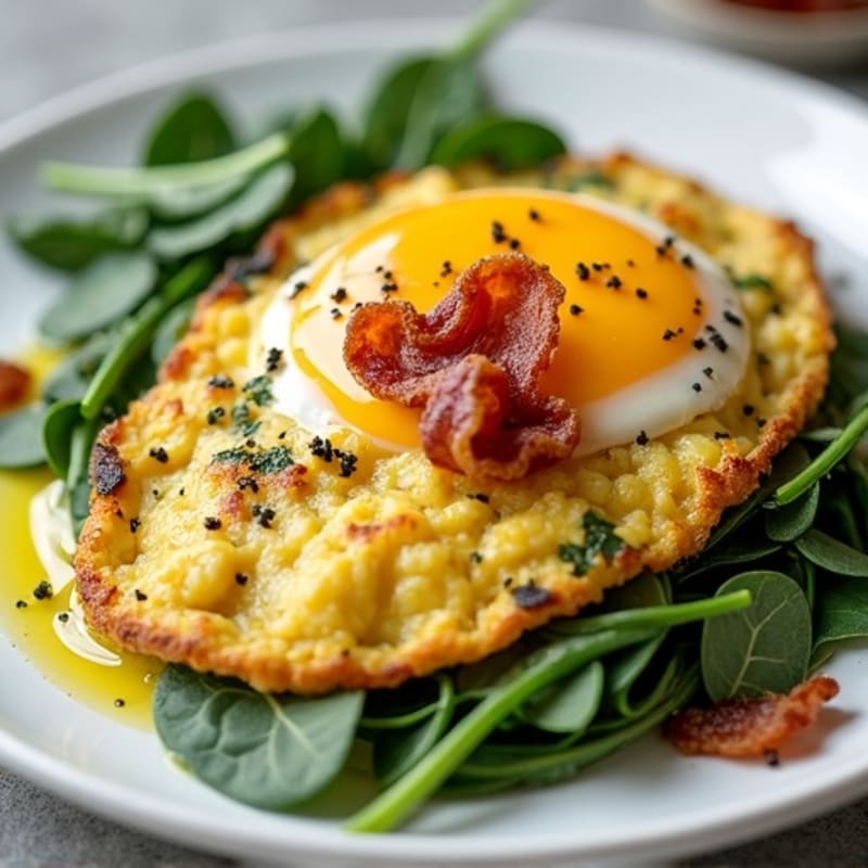 Egg White and Cottage Cheese Scramble with Spinach and Turkey Bacon