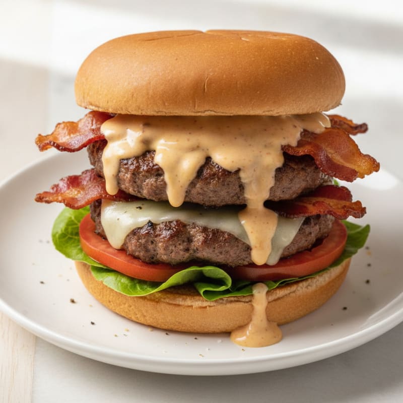 Double Bacon Cheeseburger with Secret Sauce